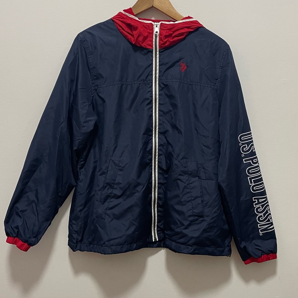 U.S. Polo Assn. Women's USPA Hooded Colorblocked Windbreaker Mesh Lining